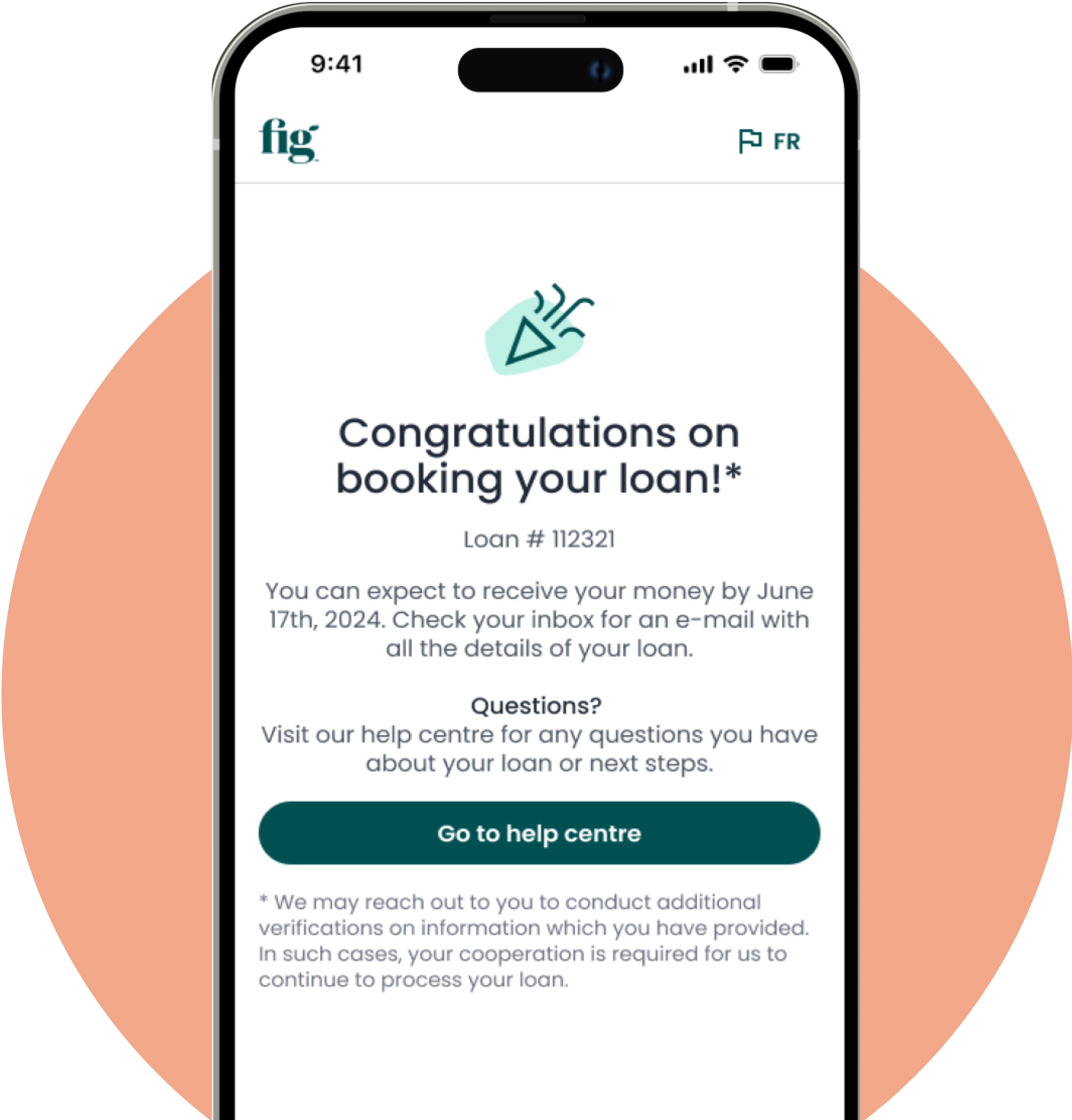 Mobile phone screen displaying Fig's loan prequalification page.