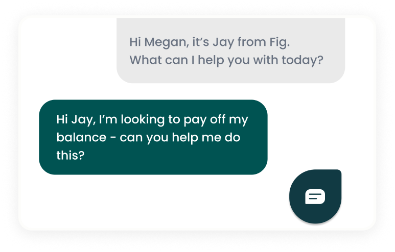 Chat conversation with Fig support about paying off a balance